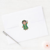 かわいいモロッコのカフタン 伝統的な緑のドレス ラウンドシール (封筒)