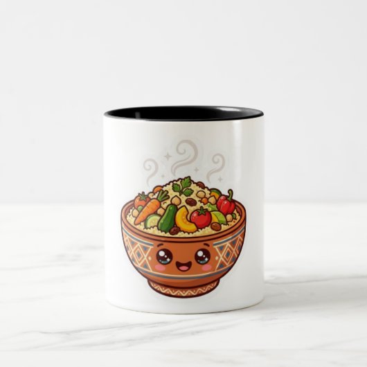 かわいいモロッコのクスクス食器ステッカー ツートーンマグカップ (中央)