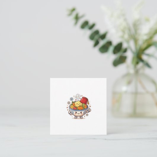 かわいいモロッコのクスクス - 可愛い伝統料理 S スクエア名刺 (スタンド正面)
