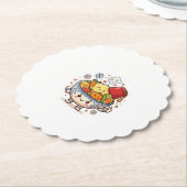 かわいいモロッコのクスクス - 可愛い伝統料理 S ペーパーコースター (アングル)