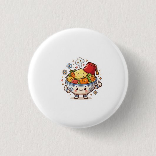 かわいいモロッコのクスクス - 可愛い伝統料理 S 缶バッジ (正面)