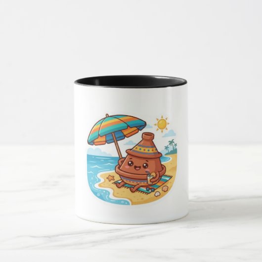 かわいいモロッコのタジン海ビーチ休暇ステッカー マグカップ (中央)
