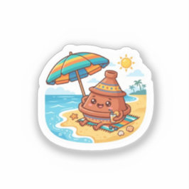 かわいいモロッコのタジン鍋ビーチバケーションステッカー シール