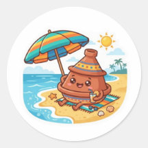 かわいいモロッコのタジン鍋ビーチバケーションステッカー