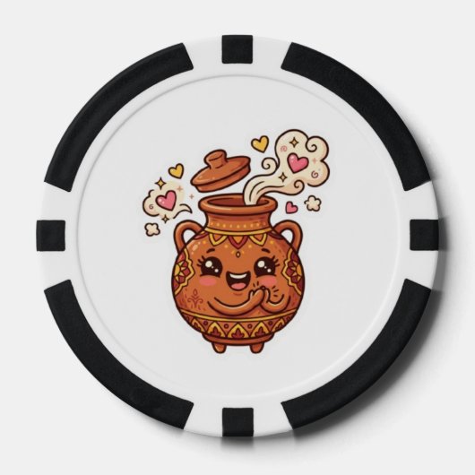 かわいいモロッコのタンジア土鍋フードステッカー ポーカーチップ (正面)