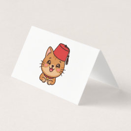 かわいいモロッコのフェズ帽子をかぶった猫ステッカー