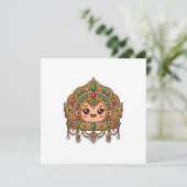 かわいいモロッコの花嫁の王冠の伝統ステッカー サンキューカード (スタンド正面)