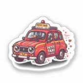 かわいいモロッコの赤いプチタクシー 街の旅 スタイル シール (正面)