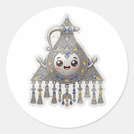 かわいいモロッコアマジグのフィブラ - 伝統的なティゼル ラウンドシール (正面)