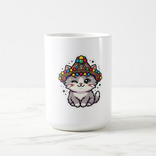 かわいいモロッコアマジグネコ織り帽子ポンポン コーヒーマグカップ (中央)
