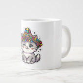 かわいいモロッコアマジグネコ織り帽子ポンポン ジャンボコーヒーマグカップ (正面右)