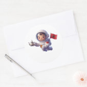 かわいいモロッコ人宇宙飛行士 かわいい3Dステッカー ラウンドシール (封筒)
