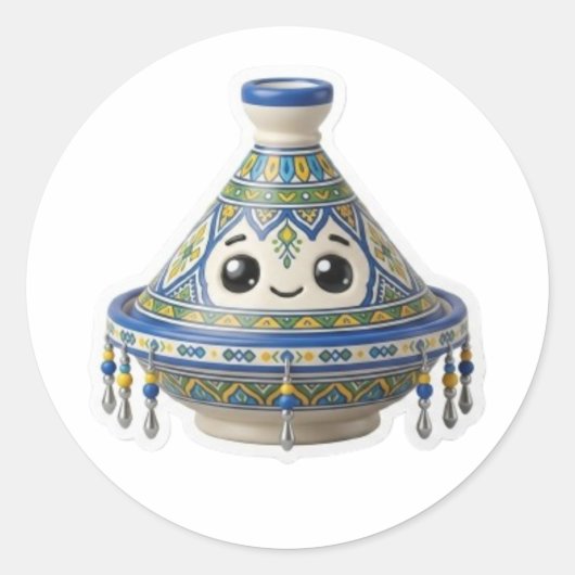 かわいいモロッコ風かわいいタジン鍋ステッカー ラウンドシール (正面)