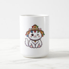 かわいいモロッコ風の白猫+伝統的な北部の コーヒーマグカップ