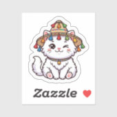 かわいいモロッコ風の白猫+伝統的な北部の シール (シート)