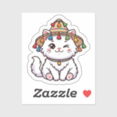 かわいいモロッコ風の白猫+伝統的な北部の シール (シート)