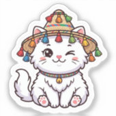 かわいいモロッコ風の白猫+伝統的な北部の シール (正面)