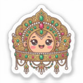 かわいいモロッコ風花嫁クラウン 伝統的なジュエリー シール (正面)