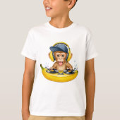 かわいいモンキーのDJイラスト Tシャツ (正面)