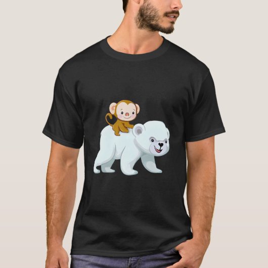 かわいいモンキーアイスベアハイブリッドデザイン Tシャツ (正面)