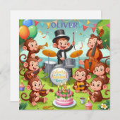かわいいモンキーオーケストラ2歳の誕生日ボーイベビー シーズンカード (正面/裏面)