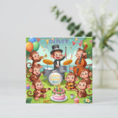 かわいいモンキーオーケストラ2歳の誕生日ボーイベビー シーズンカード (スタンド正面)