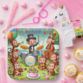かわいいモンキーオーケストラ2歳の誕生日ボーイベビー ペーパープレート (パーティー)