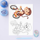 かわいいモンキーカラーリングページ チラシ (シングル)