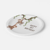 かわいいモンキーキッドの誕生日 ペーパープレート (アングル)