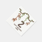 かわいいモンキーキッドの2回目の誕生日ナプキン スタンダードカクテルナプキン (角)