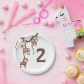 かわいいモンキーキッドの2回目の誕生日紙プレート ペーパープレート (パーティー)