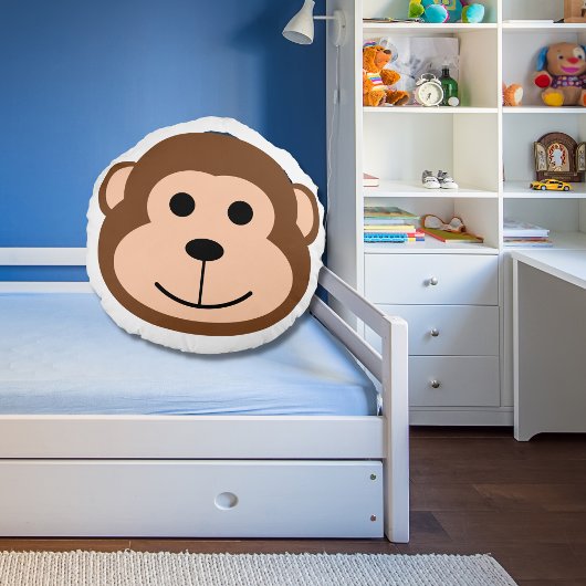 かわいいモンキージャングルサファリ動物の漫画 ラウンドクッション