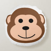 かわいいモンキージャングルサファリ動物の漫画 ラウンドクッション (正面)