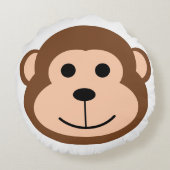 かわいいモンキージャングルサファリ動物の漫画 ラウンドクッション (裏面)