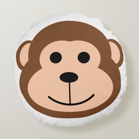 かわいいモンキージャングルサファリ動物の漫画 ラウンドクッション (裏面)