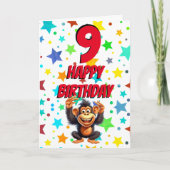 かわいいモンキースター誕生日カード カード (正面)