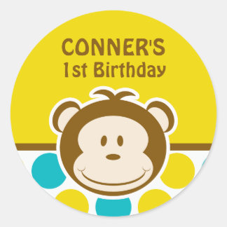 かわいいモンキーステッカー ラウンドシール