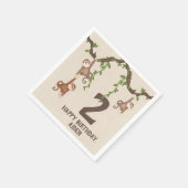 かわいいモンキーズ子どもの誕生日 スタンダードカクテルナプキン (角)