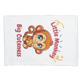 かわいいモンキーチンパンジー食べのクッキーの漫画 枕カバー