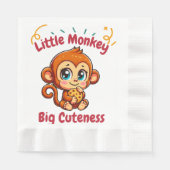 かわいいモンキーチンパンジー食べのクッキーの漫画 縁ありランチョンナプキン (正面)