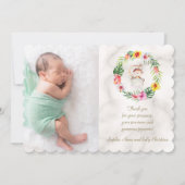 かわいいモンキートロピカルフローラガールベビーシャワー サンキューカード (正面)