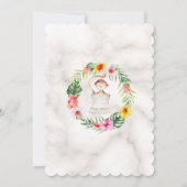 かわいいモンキートロピカルフローラガールベビーシャワー 招待状 (裏面)