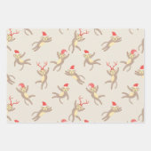 かわいいモンキーホリデークリスマス ラッピングペーパーシート (正面)