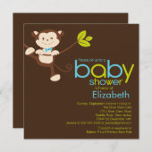 かわいいモンキーボーイベビーシャワー招待状 招待状 (正面/裏面)