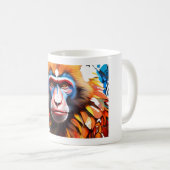 かわいいモンキーモザイクファンタジーマグカップデザイン。 コーヒーマグカップ (正面右)