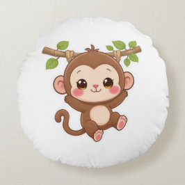 かわいいモンキー ラウンドクッション