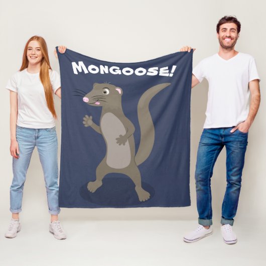 かわいいモングースの幸せな漫画イラストレーション フリースブランケット (インサイチュ)