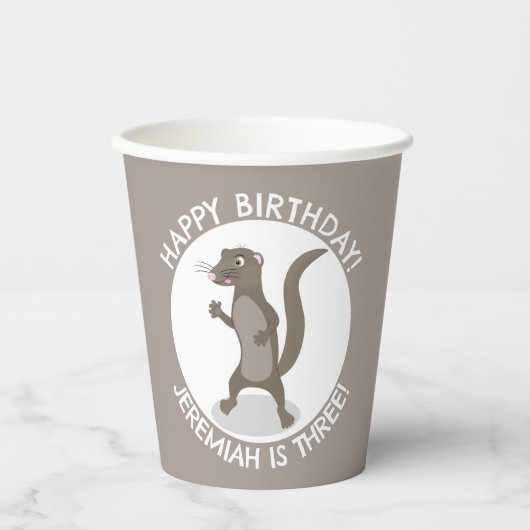かわいいモングースパーソナライズされたの誕生日 紙コップ (正面)