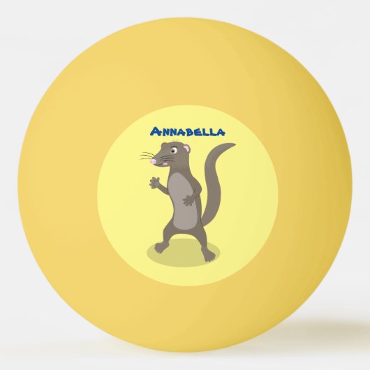 かわいいモングース漫画イラストレーション 卓球ボール (正面)