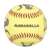 かわいいモングース漫画イラストレーション 野球ボール (正面)